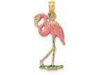 FJC Finejewelers 14k Yellow Gold 3d Pink Flamingo with Head Up Charm