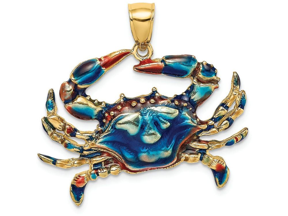 FJC Finejewelers 14k Yellow Gold Blue Crab with Blue Enamel Charm