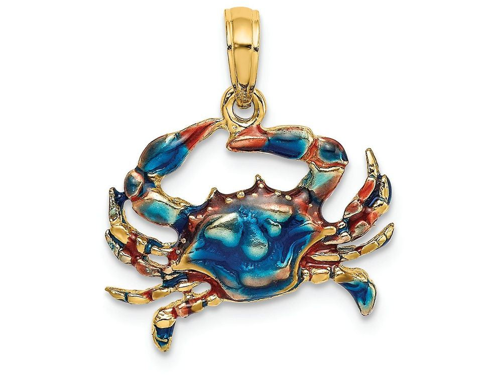 FJC Finejewelers 14k Yellow Gold Blue Crab with Blue Enamel Charm