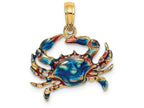 FJC Finejewelers 14k Yellow Gold Blue Crab with Blue Enamel Charm