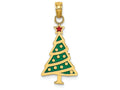 FJC Finejewelers 14k Yellow Gold Green Christmas Tree with Red Enamel Star Charm