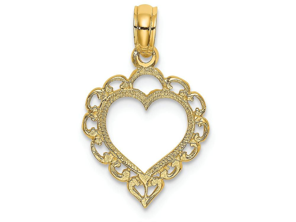 FJC Finejewelers 14k Yellow Gold Heart with Lace Trim Charm