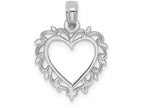 FJC Finejewelers 14k White Gold White Heart with Lace Trim Charm