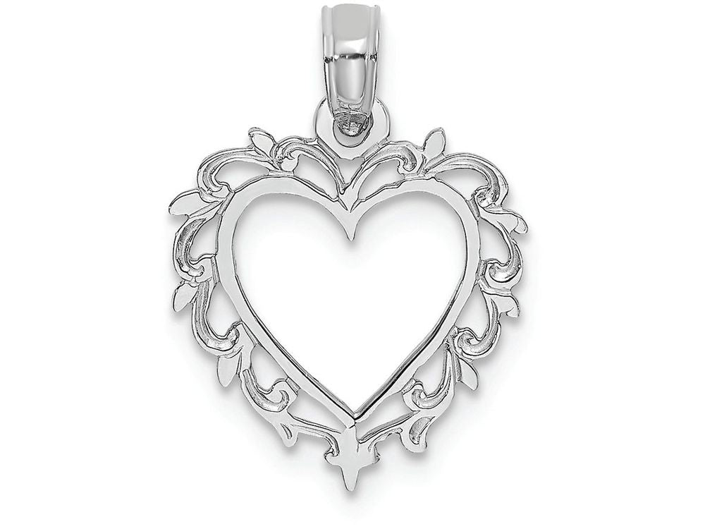 FJC Finejewelers 14k White Gold White Heart with Lace Trim Charm