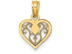 FJC Finejewelers 14k Yellow Gold Mini Heart withfiligree Center Charm