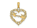 FJC Finejewelers 14k Yellow Gold Lovebirds In Heart with Scalloped Edge Charm