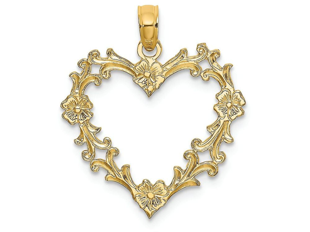 FJC Finejewelers 14k Yellow Gold Floral Heart Charm