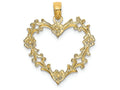 FJC Finejewelers 14k Yellow Gold Floral Heart Charm