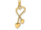 FJC Finejewelers 14k Yellow Gold Heart with Double Heart Beaded Tasstle Charm