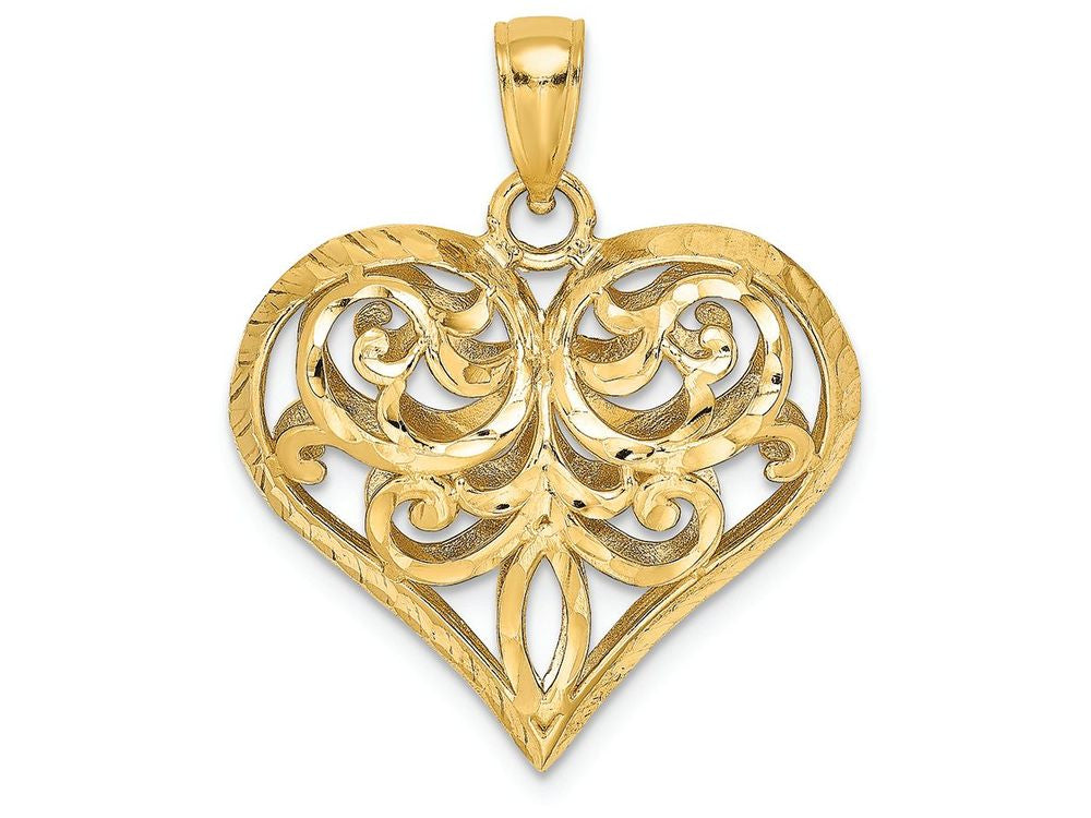 FJC Finejewelers 14k Yellow Gold 3d Heart Bright Cut Charm