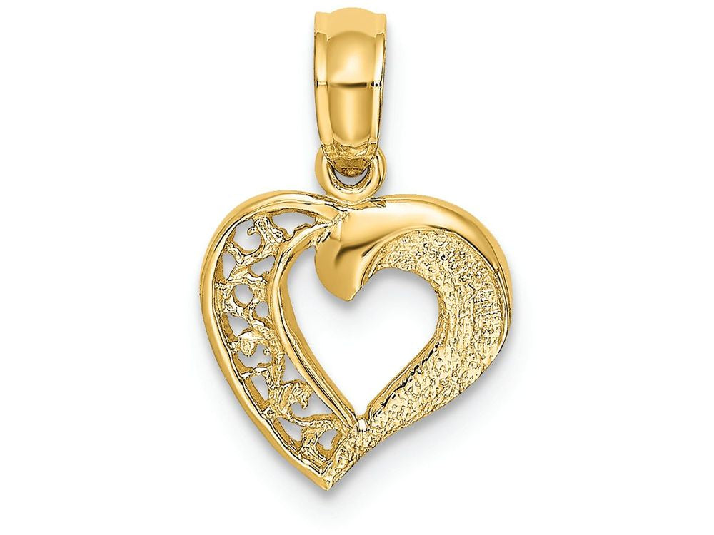 FJC Finejewelers 14k Yellow Gold Open Heart with Cut Out Lace Solid Charm