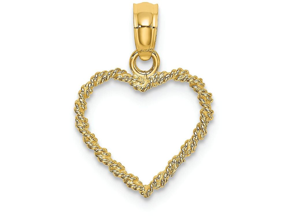 FJC Finejewelers 14k Yellow Gold 3d Rope Heart Charmcut-out