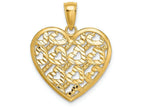 FJC Finejewelers 14k Yellow Gold Bright Cut Heart Pattern On Heart Charm
