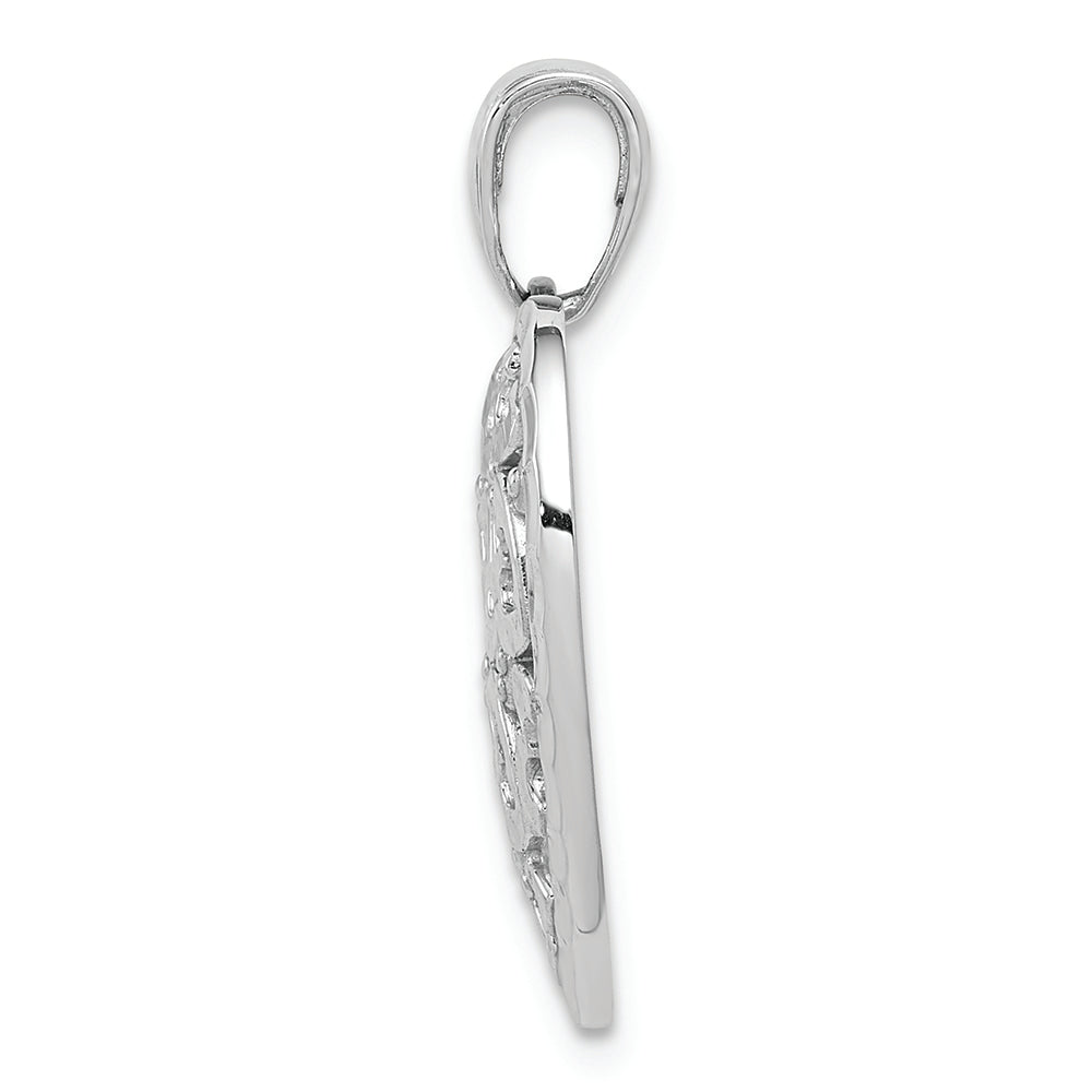 FJC Finejewelers 14k White Gold Bright Cut Heart Pattern On Heart Charm
