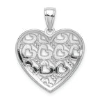 FJC Finejewelers 14k White Gold Bright Cut Heart Pattern On Heart Charm