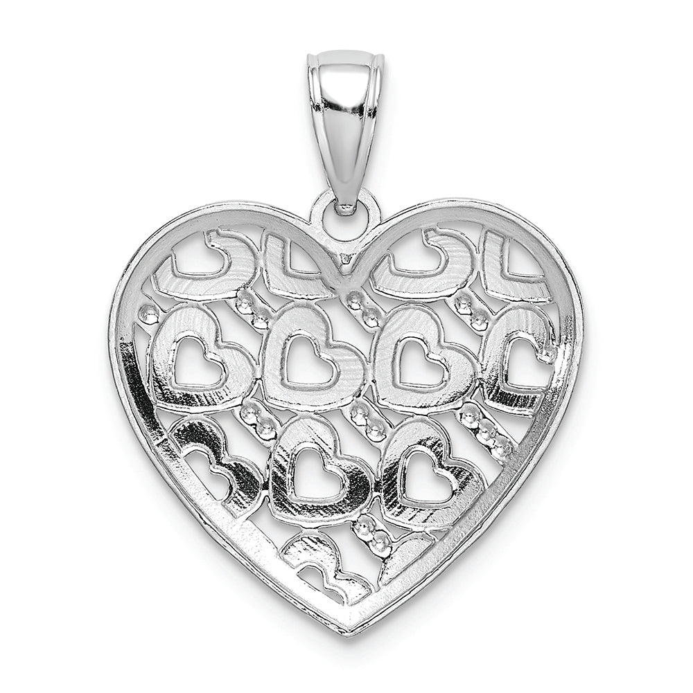 FJC Finejewelers 14k White Gold Bright Cut Heart Pattern On Heart Charm