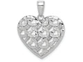 FJC Finejewelers 14k White Gold Bright Cut Heart Pattern On Heart Charm