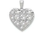 FJC Finejewelers 14k White Gold Bright Cut Heart Pattern On Heart Charm