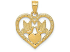 FJC Finejewelers 14k Yellow Gold Kissing Doves Over Heartheart Fram Charm