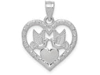 FJC Finejewelers 14k White Gold Kissing Doves Over Heartheart Fram Charm