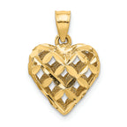 FJC Finejewelers 14k Yellow Gold 3d Puffed Bright Cut Heart Charmcut-out