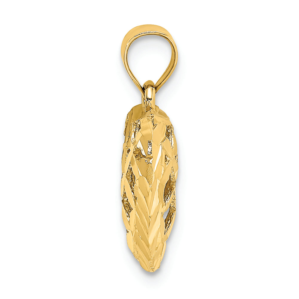 FJC Finejewelers 14k Yellow Gold 3d Puffed Bright Cut Heart Charmcut-out