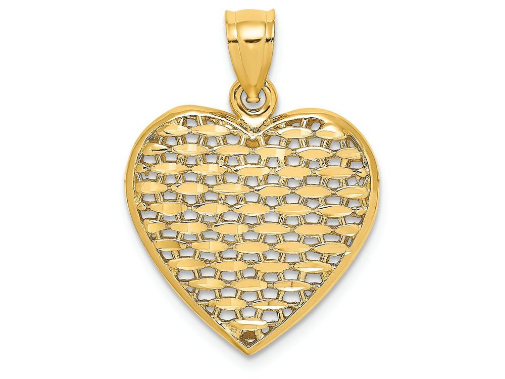 FJC Finejewelers 14k Yellow Gold 3d Puffed Heart with Horizntal Bright Cut Lines Charm