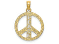 FJC Finejewelers 14k Yellow Gold Peace Sign with Cut-out Lettersflat Textured Charm