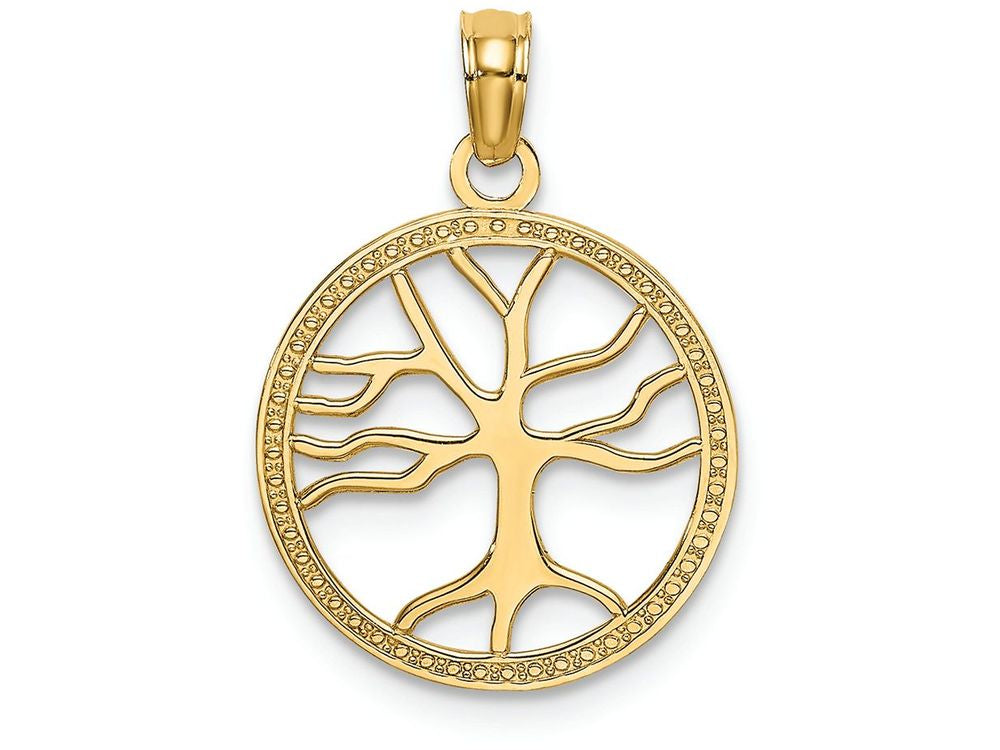 FJC Finejewelers 14k Yellow Gold Small Tree Of Life In Round Frame Charm