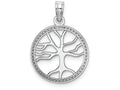 FJC Finejewelers 14k White Gold White 3d Small Tree Of Life In Round Frame Charm