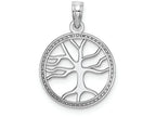FJC Finejewelers 14k White Gold White 3d Small Tree Of Life In Round Frame Charm
