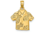 FJC Finejewelers 14k Yellow Gold Hawaiian Style Shirt with Pineapples Charm