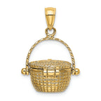 FJC Finejewelers 14k Yellow Gold 3d Nantucket Basket with Engraved Lid Handlemoveable Charm