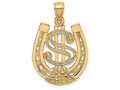 FJC Finejewelers 14k Yellow Gold Dollar Sign In Horseshoe Charm