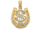FJC Finejewelers 14k Yellow Gold Dollar Sign In Horseshoe Charm