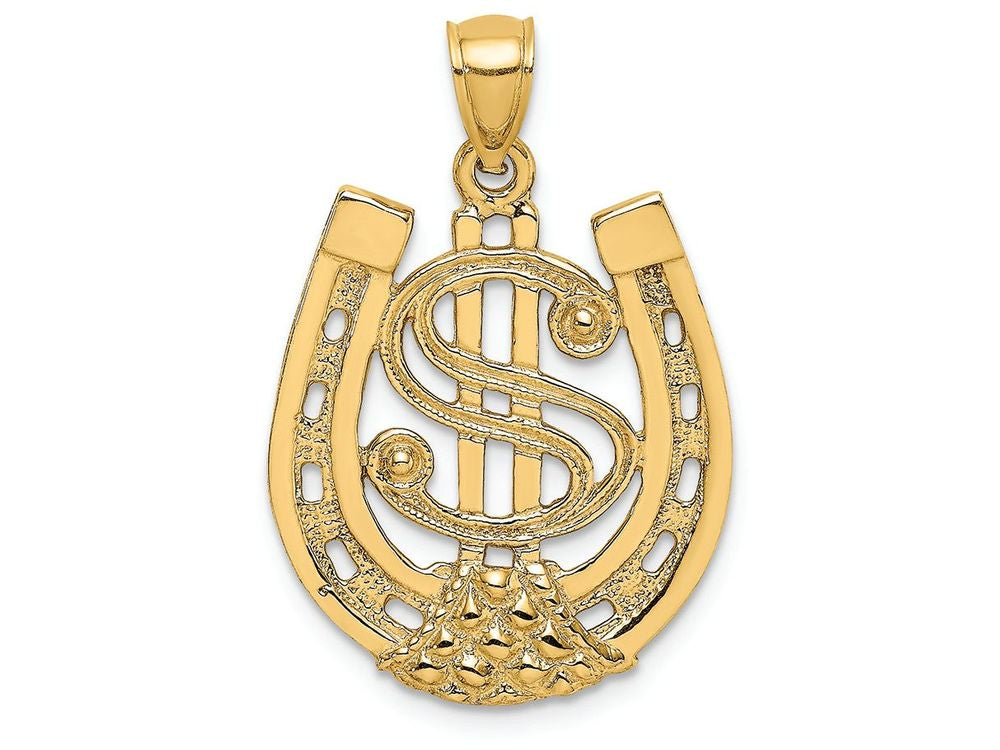 FJC Finejewelers 14k Yellow Gold Dollar Sign In Horseshoe Charm