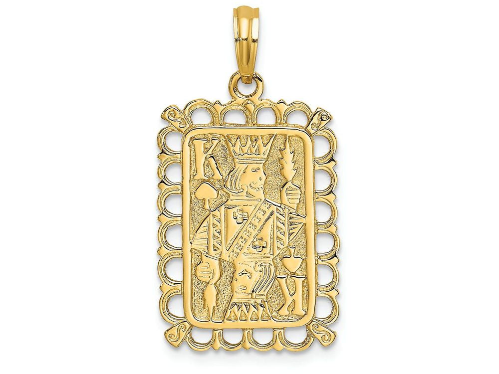 FJC Finejewelers 14k Yellow Gold King Playing Card with Lace Trim Charm