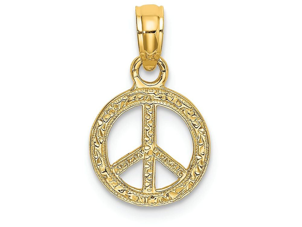 FJC Finejewelers 14k Yellow Gold Mini Peace Signflat Textured Charm