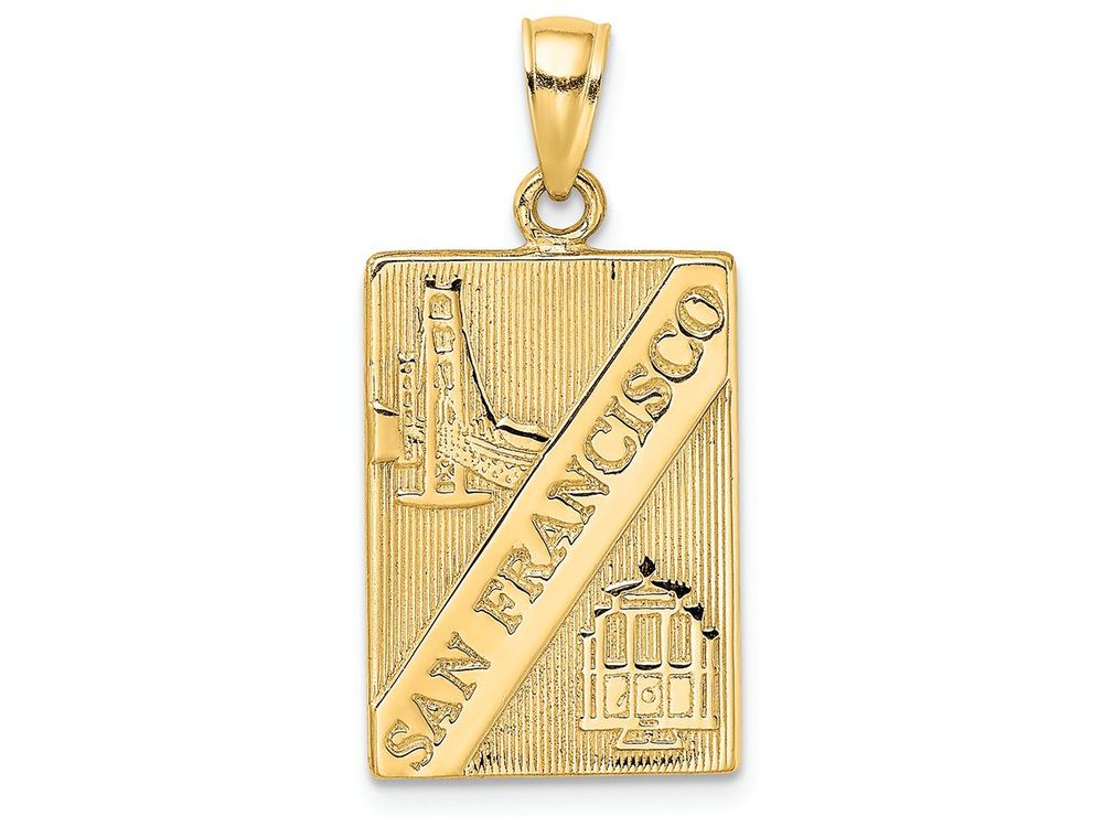 FJC Finejewelers 14k Yellow Gold San Francisco Disk2 Sides Engraved Charm