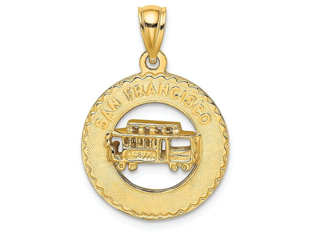 FJC Finejewelers 14k Yellow Gold 3d San Francisco Disc with Cable Car Charm