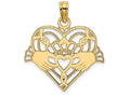 FJC Finejewelers 14k Yellow Gold Claddagh In Heart Polish Beaded Charm