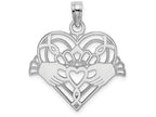 FJC Finejewelers 14k White Gold White Claddagh In Heart Polish Beaded Charm