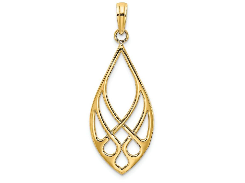 FJC Finejewelers 14k Yellow Gold Celtic Knot Teardrop Charmcut-out
