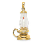 FJC Finejewelers 14k Yellow Gold 3d Candle Lantern with Glass And Enamel Charm