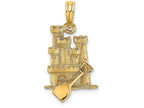FJC Finejewelers 14k Yellow Gold 3d Sandcastle with Shovel Laying In Front Charm