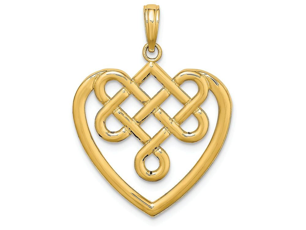 FJC Finejewelers 14k Yellow Gold Lrg Celtic Knot Heart Charmcut-out