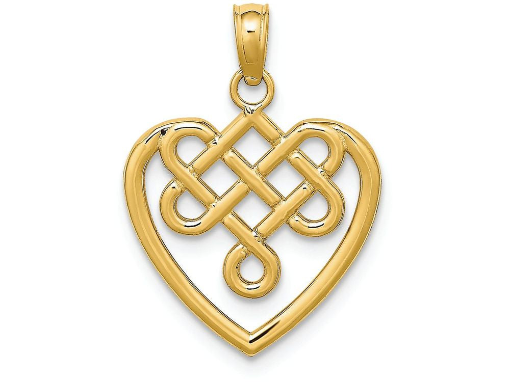 FJC Finejewelers 14k Yellow Gold Sm Celtic Knot Heart Charmcut-out