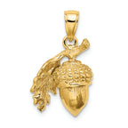 FJC Finejewelers 14k Yellow Gold 3d Acorn with Single Leaf Charm