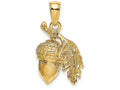FJC Finejewelers 14k Yellow Gold 3d Acorn with Single Leaf Charm