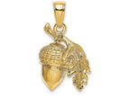 FJC Finejewelers 14k Yellow Gold 3d Acorn with Single Leaf Charm